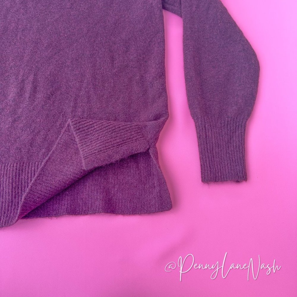 NWT Loft Relaxed V-Neck Wool Blend Sweater Purple - Picture 6 of 10